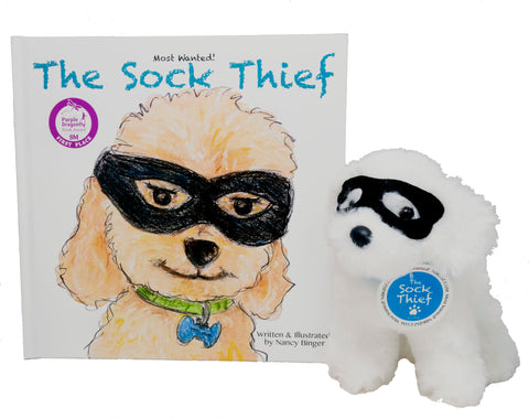 Most Wanted! The Sock Thief Book and Mini Plush Pup Set
